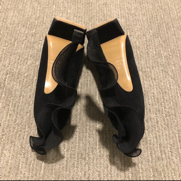 Suede Platform Booties with Ruffles - Picture 5 of 8